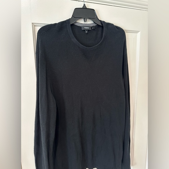 Theory men’s black sweater crewneck jersey knit long sleeve - Picture 5 of 11